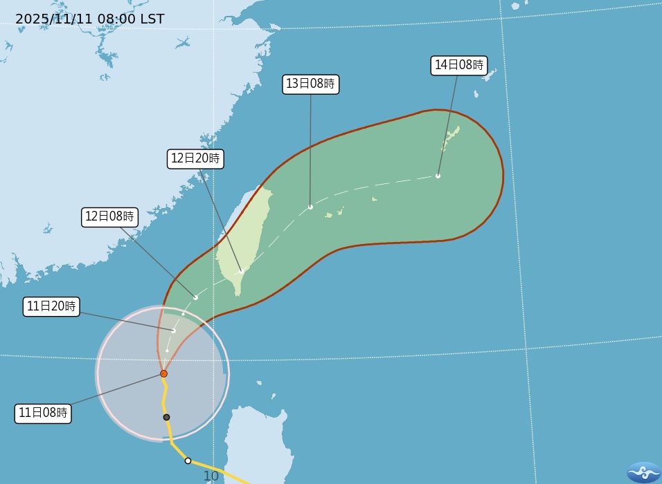 中度颱風「鳳凰」趨勢圖(20251111-0800)