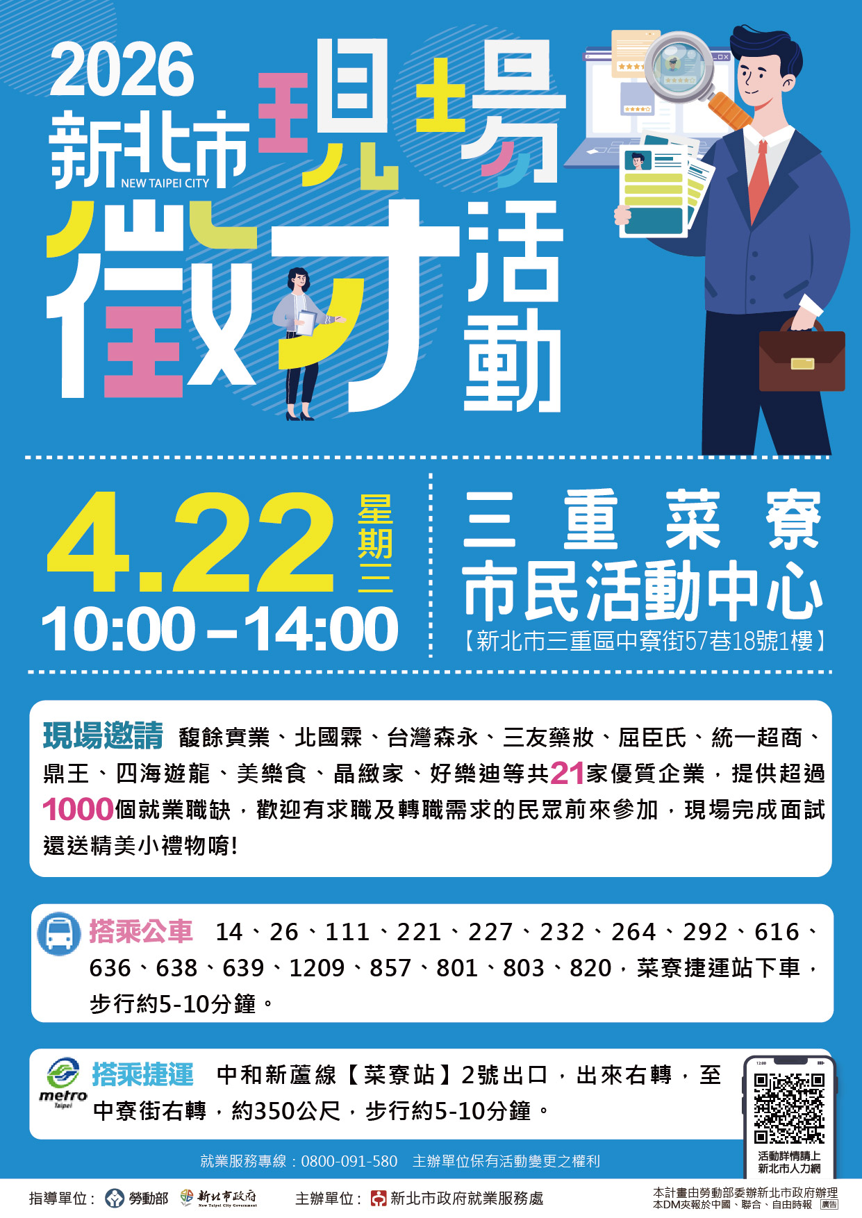 2026新北市現場徵才活動(0422三重菜寮市民活動中心)