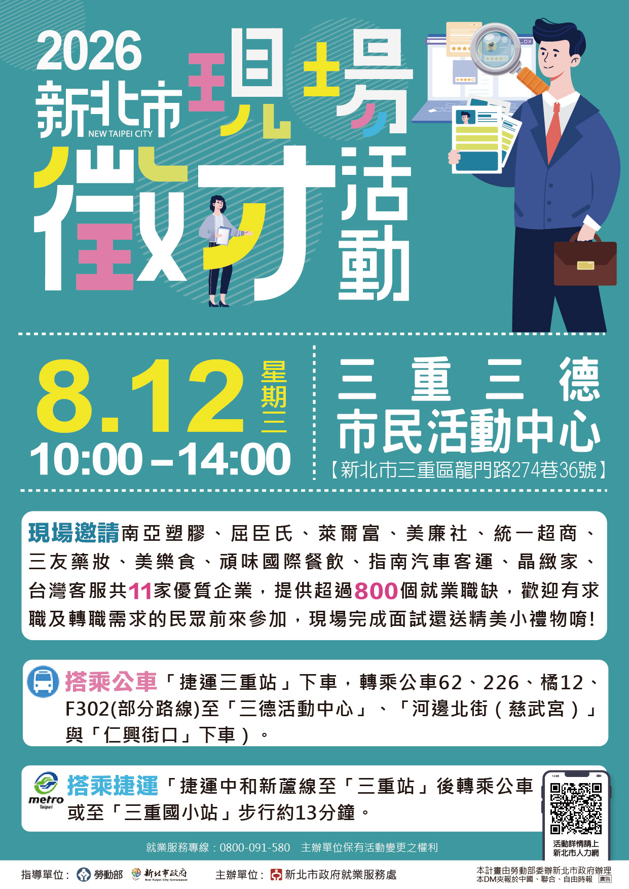 2026新北市聯合徵才活動(0812三重三德市民活動中心)