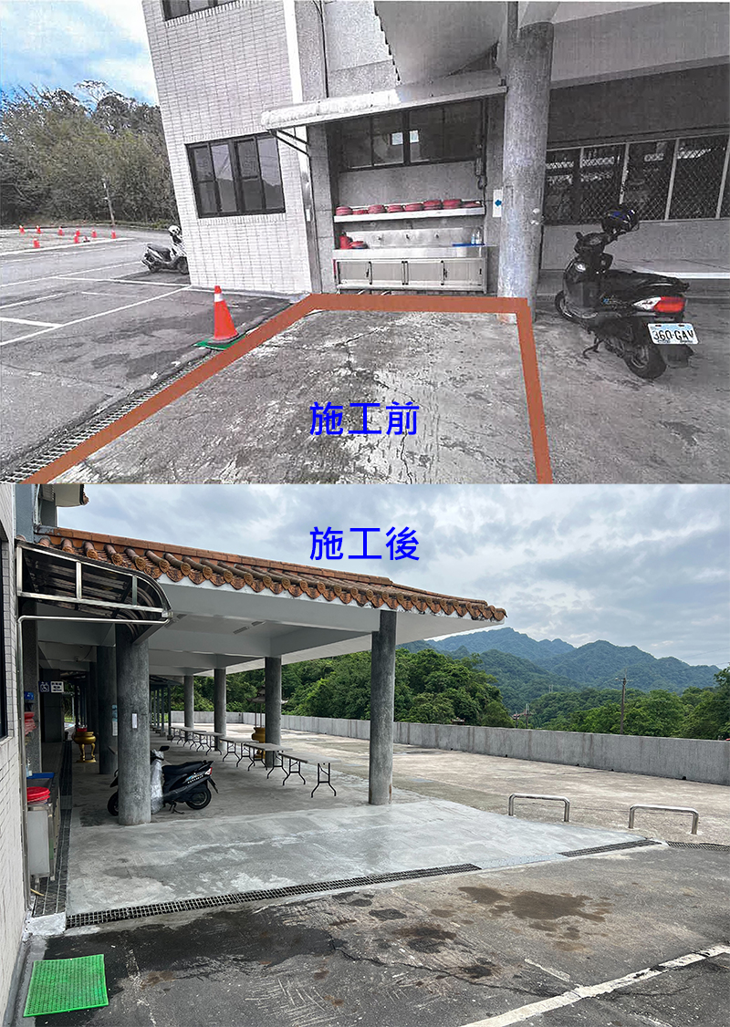 新北市平溪區第一公墓納骨塔周遭地坪及排水溝改善工程-施工前後對比圖-2
