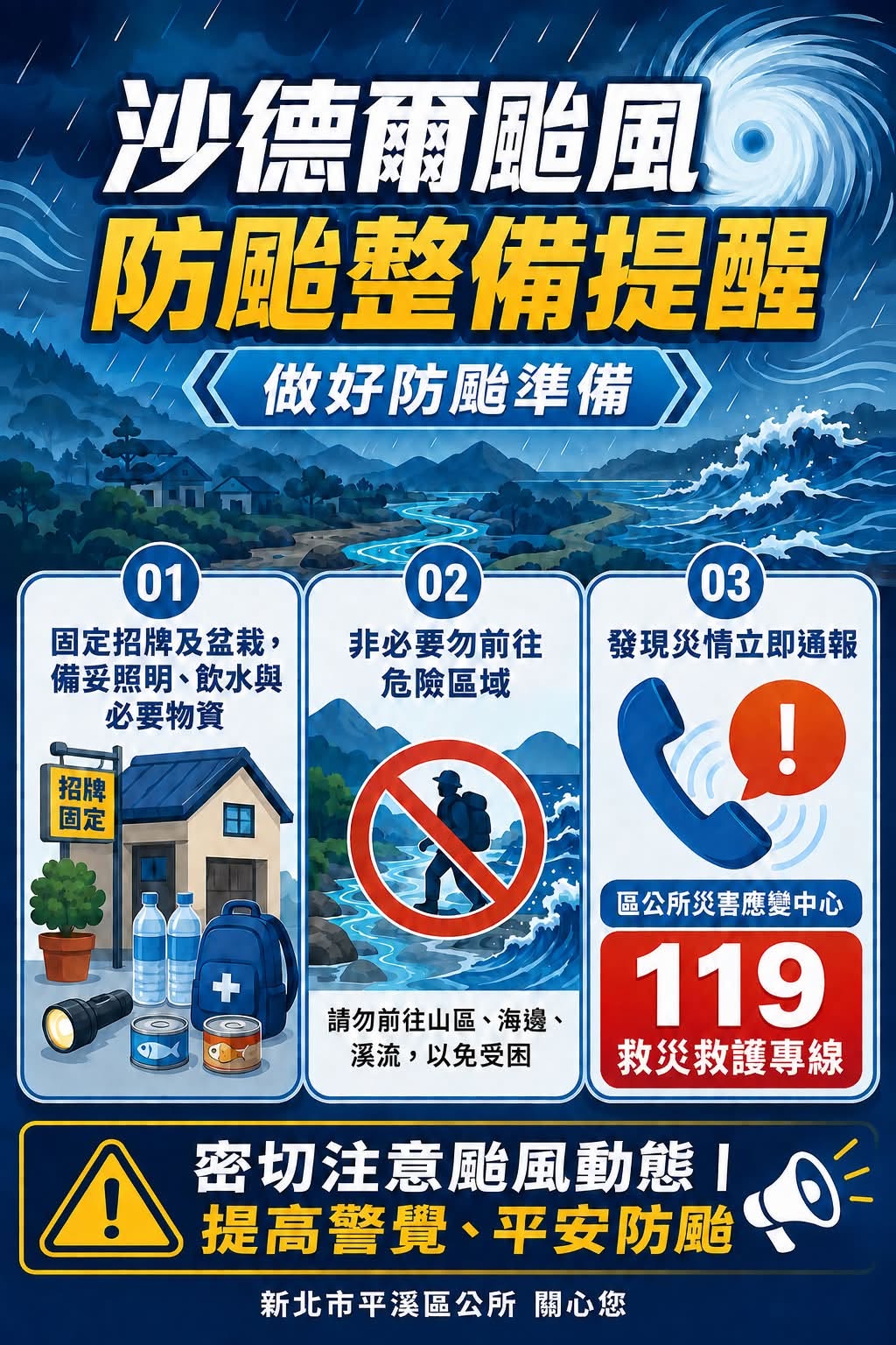 沙德爾颱風，防颱整備提醒